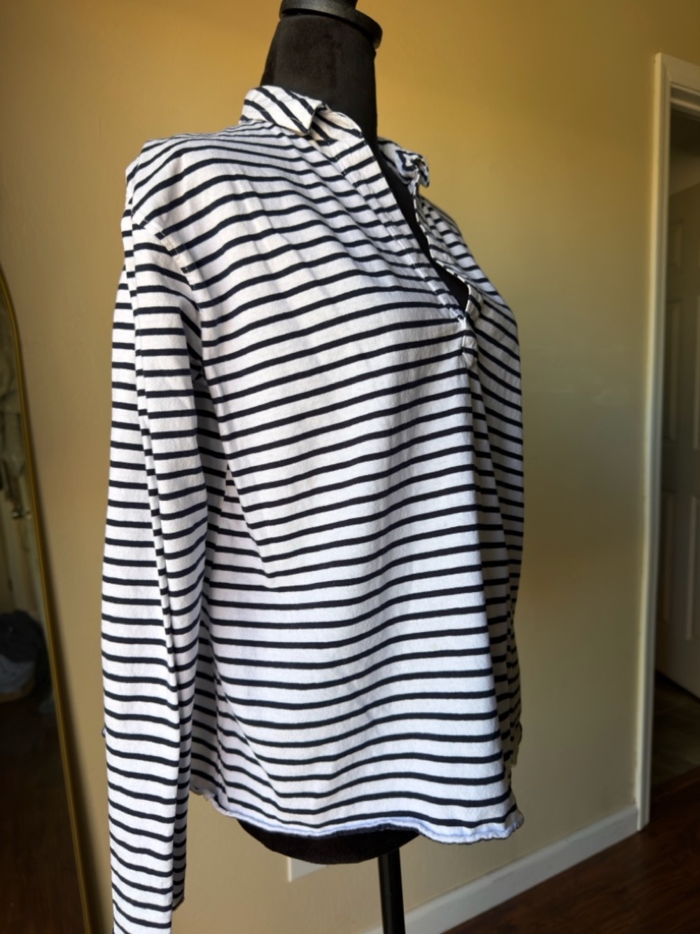 Frank & Eileen tee Patrick popover Henley small navy French stripe cotton womens - Picture 6 of 12